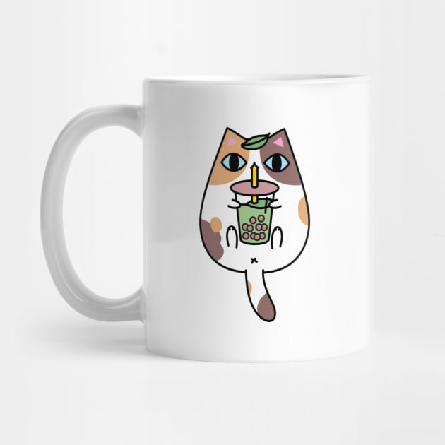 Calico Cat Drinking Bubble Tea by Noristudio